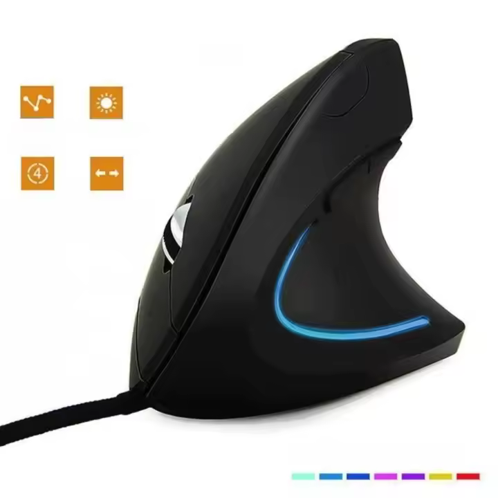 Ratón Gaming Ergonómico Vertical para Mano Derecha RGB 3200DPI USB Saludable para el muñeco - 1