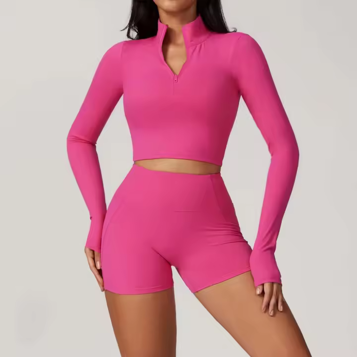 Conjunto de Yoga de Manga Larga Top de Correa Alta y Leggings Deportivos para Mujeres - 1