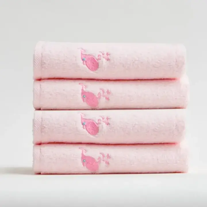 Toalla de algodón para niños, toalla cuadrada de dibujos animados de color sólido, suave, absorbente, para saliva, para bebés y niños pequeños - 1