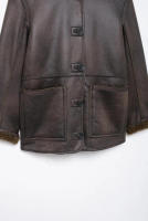 TRAFZA-abrigos reversibles para mujer, chaquetas marrones de manga larga con cuello vuelto y bolsillos, de una sola botonadura, a la moda, para invierno, 2024 - details 9