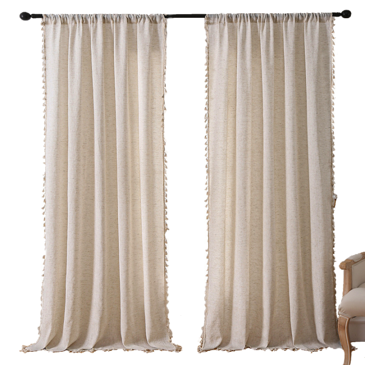 Cortinas de Salón with Efecto Linen, Cortina translúcida, Decoración del Hogar Moderno para Dormitorio, Coque y estudio - 1
