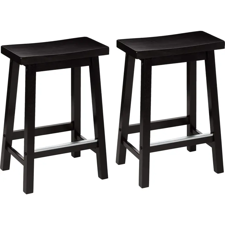 2 taburetes de cocina de madera maciza, taburete de bar, silla de comedor, fácil montaje, moderno, 74 cm de alto, - 1