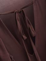 Vestido de verano corto con volantes, cuello redondo, manga larga, línea A, elegante, sólido, con cordones, primavera 2025, para mujer - details 5