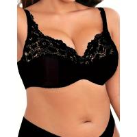 Sujetador Sexy de talla grande para mujer, ropa interior de encaje de contraste, cubierta completa, Mini sujetador ligero con lazo - details 0