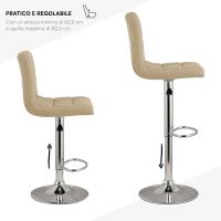 Taburete de Bar Regulable y Giratorio 360° Acero Cromado, Piel Sintética Blanca, Respaldo y Reposapiés 1 Pieza - details 21