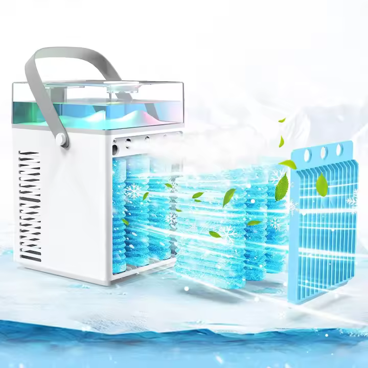 Ventilador de Enfriamiento de Aire Portátil 4 en 1 Mini Enfriador de Aire Acondicionado Personal Pequeño USB Material de Plástico Estilo Moderno y Eléctrico - 1