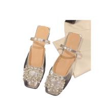 Nuevas Sandalias Platas para Mujer 2025 Punta Cuadrada de Diamantes de Imitación - details 0