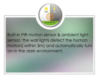 Luces LED con Sensor de movimiento para exteriores, candelabros modernos de pared Exterior, lámpara negra para casa, garaje y balcón - details 5