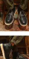 Zapatos de cuero de vaca puro estilo herramientas de cuero de vaca de primera capa zapatos de tablero de caña alta suela grue - details 9