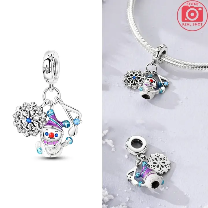 Dijes de Plata 925 con Forma de Copo de Nieve, Símbolo Musical y Muñeco de Nieve, Compatibles con Pulseras Originales de Plata 925, para Mujeres, Joyería, Manualidades, Regalos - 1