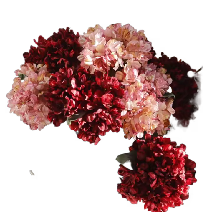 Exquisita flor de seda con borde quemado, hortensia, 10 colores, decoración artesanal, ramo de hortensias, flores artificiales, suministros para festivales - 1