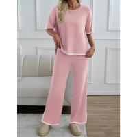 Ropa de mujer de moda 2025 primavera y verano temperamento casual de manga corta conjunto de pantalones de punto - details 11