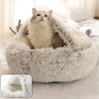 Cama de felpa suave con funda para mascotas, colchón redondo para gatos y perros, cueva cálida para dormir 2 en 1 para perros pequeños - details 3