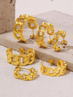 Arce anillo de cadena de metal pendientes señoras chapados en oro de moda cadena irregular personalidad tendencia colgante pendientes de joyería - details 4