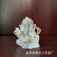 Adorno de cristal de agua de resina india, artesanías interiores para el hogar, estatua de Dios con trompa de elefante Ganesha - details 3