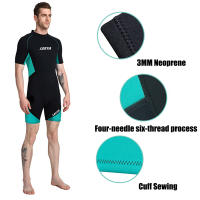 Bañador de neopreno de manga corta para hombre, traje de baño de 3MM con protección solar, para Surf, deportes acuáticos cálidos, XL-6XL - details 1