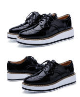 Zapatos informales de cuero genuino para mujer, zapatillas con cierre de cordones, zapatos planos Derby, Retro Brock, Oxfords - details 23