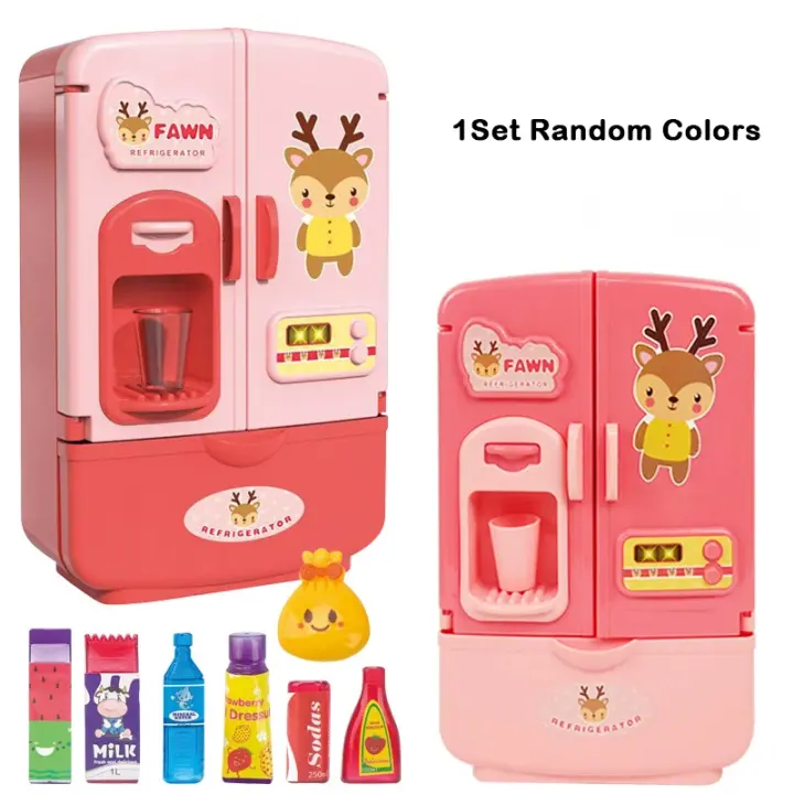 Children Simulation Refrigerator Kitchen Set Toy Double Door Mini Refrigerator Miniature Pretend Play Kids Toys for Girls Gifts - 1