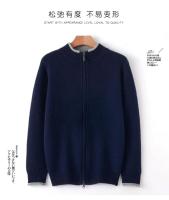 Otoño e Invierno suéter de cachemira pura para hombre cuello medio alto tejido con cremallera forro polar abierto Top de Color sólido - details 17