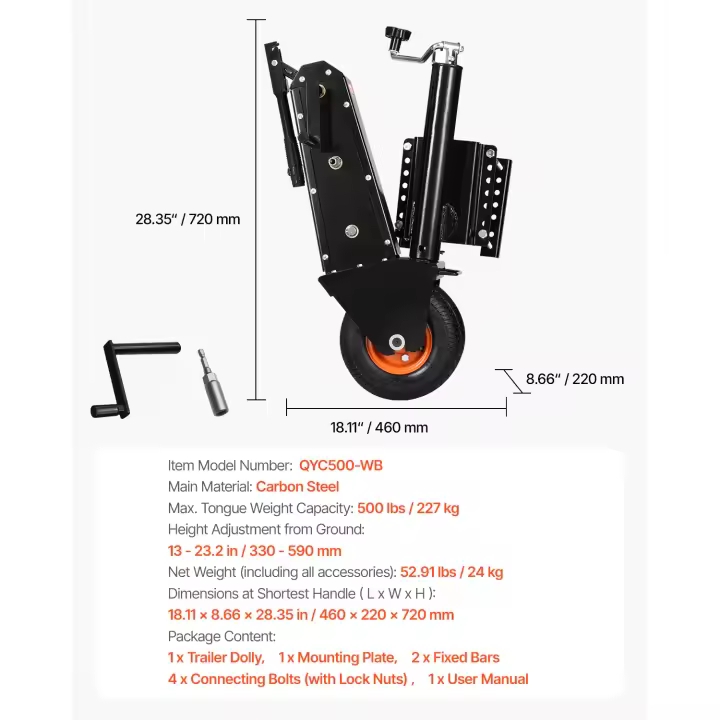 SucceBuy Dolly para remolque de barco: remolque de acero al carbono con longitud ajustable, neumáticos y soporte antideslizante para kayak, lancha y barco de pesca - 1