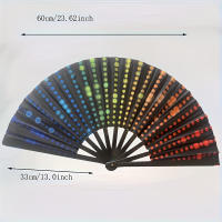 Abanico plegable reflectante arcoíris |   Abanico de mano tradicional de bambú negro con puntos de colores |   Diseño reflectante de luz multicolor |   Accesorio portátil para actuaciones de danza y accesorios para fiestas |   Decoración elegante para el - details 2
