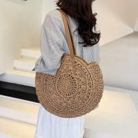 Bolso redondo de paja tejido a la moda, bolso de mano bohemio hecho a mano, bolso de hombro tejido de gran capacidad hueco, bolso de viaje - details 6