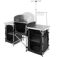 Mueble de Cocina Portátil para Acampar Aluminio Ajustable a Altura Estructura de Barbacoa Negro - details 5