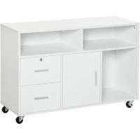 Mueble de Oficina Archivador con Ruedas Almacenamiento de Gran Capacidad 100x35x65 cm Blanco - details 0