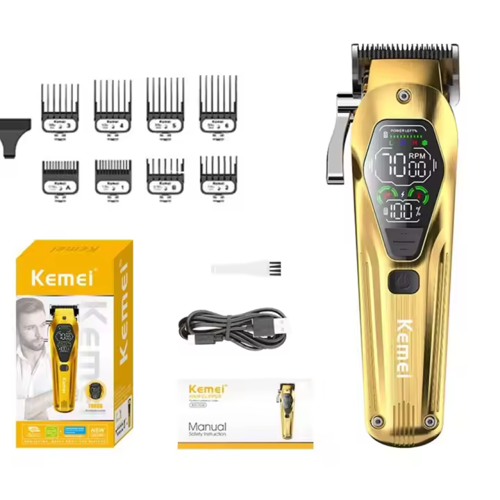 Kemei-cortadora de pelo eléctrica profesional para hombre, Kit de corte de pelo inalámbrico, recargable, 7000RPM - 1