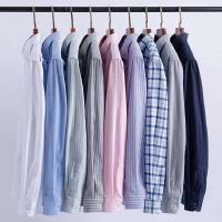 Camisa Oxford manga larga 100% algodón, cuadros, suave, regular, formal, con bolsillos, social, ropa de hombre, S-7XL - details 1