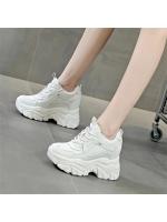 Cuero genuino Casual cómodo transpirable 9CM primavera otoño plataforma cuña alta marca zapatillas gruesas señoras moda zapatos para caminar - details 2