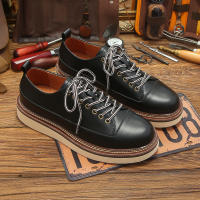 Zapatos de cuero de vaca puro de alta gama zapatos casuales de plataforma de suela blanda para hombres - details 3