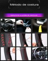 Cubierta de Cuero de Fibra Ultrafina Protector de Volante Personalizable para Citroen Xsara Picasso Berlingo C5 Peugeot Parer Negro - details 7