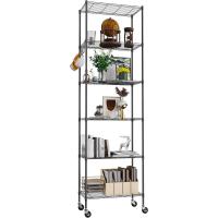 Estantería de Alambre de 6 Niveles con Ruedas Altura Ajustable, Resistente, Gancho para Baño, Cocina, Garaje, Dormitorio Plateado - details 10