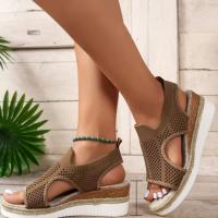 Sandalias de plataforma de malla para mujer, zapatos de cuña con punta abierta, ligeros e informales, novedad de verano - details 6