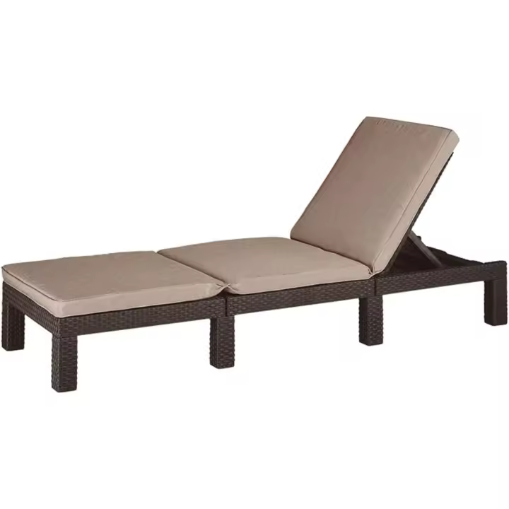 Daytona Deluxe-Tumbona de Jardín, para terrazas Exteriores, Patios, Jardines, con Respaldo reclinable en 4 Posiciones, Estructura Reforzada con cojín Incluido, Color Marrón - 1