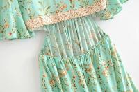 Vestido playero de manga corta para mujer, traje bohemio de rayón, ahuecado, Sexy, para verano - details 7
