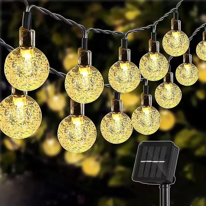 famgem Luces De Cadena LED Globular Solar Con 60 LED 8 Modos De Iluminación IP65 Luz Faeita Para Decoración De Jardín Y Fiesta De Navidad - 1