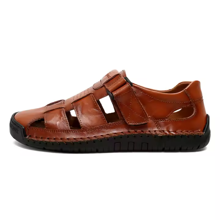 Sandalias de cuero informales con punta cerrada para hombre, zapatos de pescador de playa, sandalias deportivas de verano para exteriores - 1