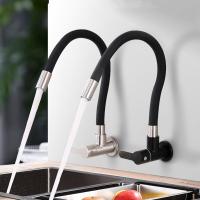 Grifo de Cocina Montado en la Pared Mezclador de Acero 304 con Nariz de Gel de Sílice - details 1
