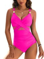 Traje de baño 2025 nuevo, moda femenina sexy, traje de baño de una pieza, traje de baño de malla de color sólido, bikini. - details 4