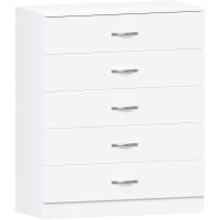 Cajónera de 5 Cajones de Metal con Tiradores y Rieles Soporte Exclusivo Antideinclinación para Cajón Muebles de Dormitorio Riano en Blanco - details 7