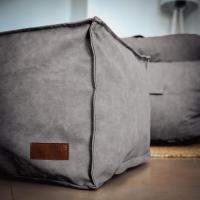 Reposapiés Salon de Lujo - [50x40x30 cm] Sofá Puf de Diseño con Relleno Incluido para Escritorio u Oficina - Taburete Bean Bag Silla Grande en Cuero Sintético Beige - details 17