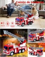 Camion Bomberos Juguete, Camiones de Juguete, 1:16 Fricción Camión de Bomberos, con Escalera de Rescate Extensible, Luces y Sonidos, Se Puede Girar 360 Grados, Regalos para Niños - details 0
