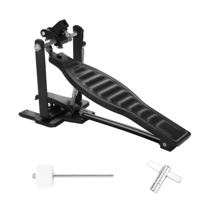 Pedal de tambores de aleación de aluminio negro para niños, estante para tambores, juego de Pedal con palo batidor de tambor y llave de tambor - 1
