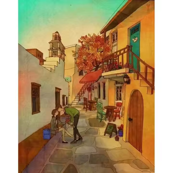 Pintura al óleo de la calle Ruopoty 40x50cm sin marco para pintura DIY por números kit de pintura a mano en lienzo moderno abstracto de gran tamaño - 1