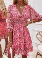 Nuevo Jersey de cintura de longitud media, vestido de manga corta con estampado bohemio - details 21