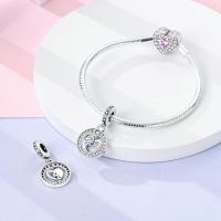 Cuentas de corazón de circonita blanca en plata para hacer joyas compatibles con pulseras - details 1