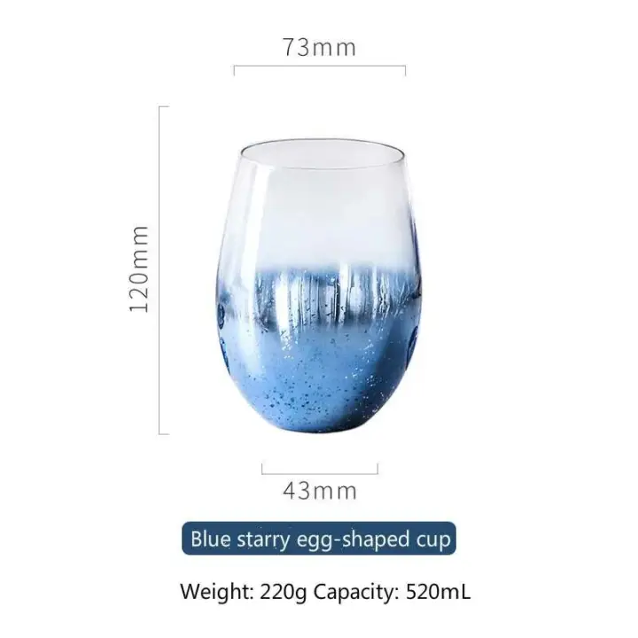 Copa de Vino de Cristal Rojo con Estrellas Azules 500ml Perfecto para Champán, Whisky, Jugos - 1