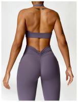 Mallas de Yoga con espalda en V para mujer, Leggings de cintura alta, levantamiento de cadera, melocotón miel, deportes - details 10